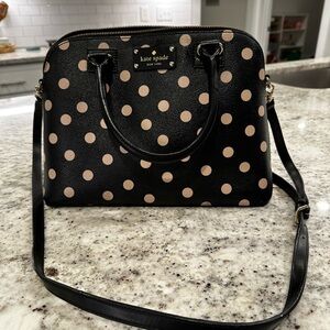 Kate Spade Black and Tan Rachelle Wellesley Polka Dot Satchel Bag